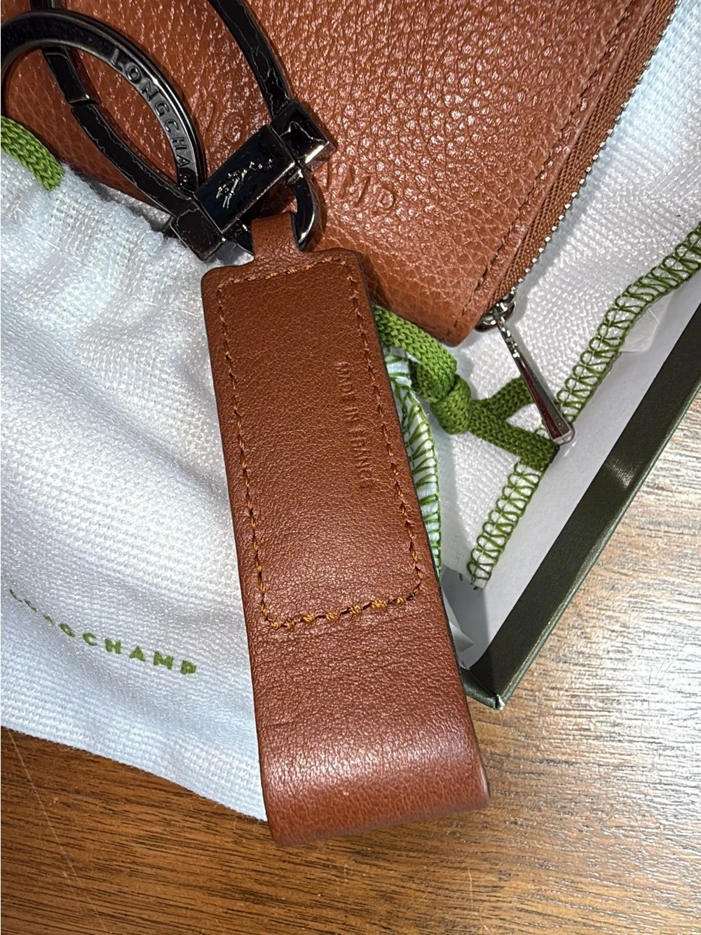 Longchamp Le Foulonne Leather Coin Purse With Removable Card Holder and key